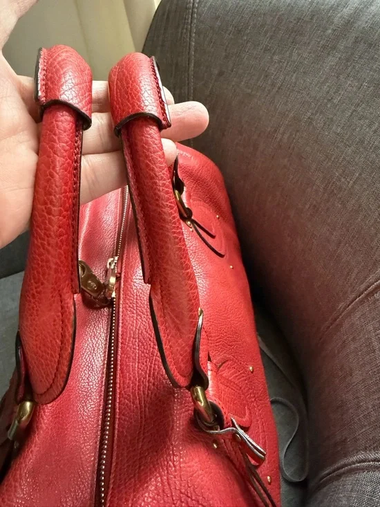 Chloe Red Leather Satchel with Gold Hardware - Picture 2 of 9